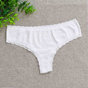 Calcinhas De Algodão Semi Fio Dental Boreale Injoy Branco 49BR