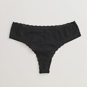 Calcinha De Algodão Fio Duplo Boreale Fabi Preto 82-PR