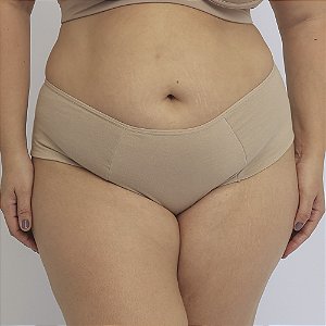 Calcinha de Algodão Tanga Lateral e Frente Dupla Plus Emily Chocolate 54-CH
