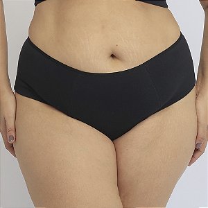 Calcinha de Algodão Tanga Lateral e Frente Dupla Plus Emily Preto 54-PR