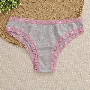 Calcinha De Algodão Tanga Boreale Especial Mescla Brenda Cinza 64-CZ