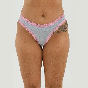 Calcinha De Algodão Fio Dental Boreale Especial Mescla Lara Cinza 65-CZ