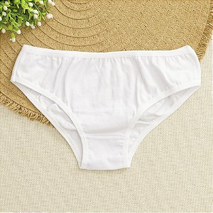 Calcinha de Algodão Infantil de Elástico Fechado Branco 21BR
