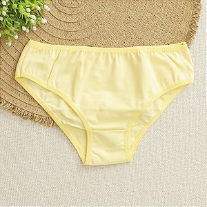 Calcinha de Algodão Infantil de Elástico Fechado Ária Amarelo 21AM