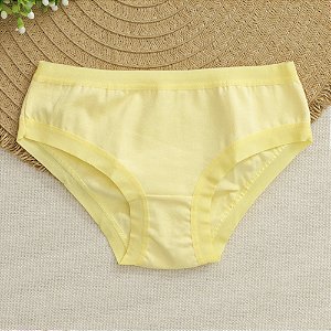Calcinha de Algodão Infantil de Elástico Aberto Amarelo 17AM