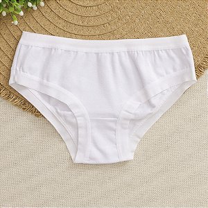 Calcinha de Algodão Infantil de Elástico Aberto Branco 17BR