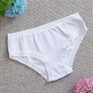 Calcinha de Algodão Infantil de Elástico Aberto Branco 17BR