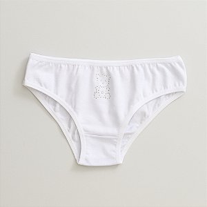 Calcinha De Algodão Infantil Isadora de Stras Branco 30-BR