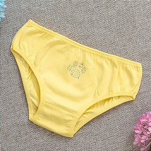 Calcinha De Algodão Infantil de Stras Amarelo 30AM