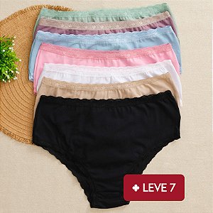 Kit Semaninha 7 Calcinhas de Algodão Tanga Boreale Eduarda Plus Size Sortida 84