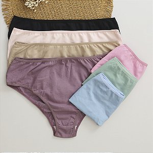 Kit Semaninha 7 Calcinhas de Algodão Angela Tanga Alta Sortida 40