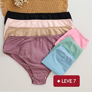Kit Semaninha 7 Calcinhas de Algodão Tanga Alta Sortida 40
