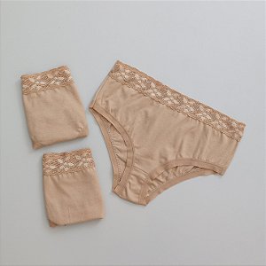 Kit 3 Calcinhas de Algodão Tanga Alta Sofia Chocolate K3-16-CH