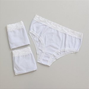 Kit 3 Calcinhas de Algodão Tanga Alta Sofia Branca K3-16-BR