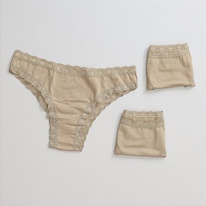 Kit de 3 Calcinhas De Algodão Tanga Boreale Chocolate K3-36-CH