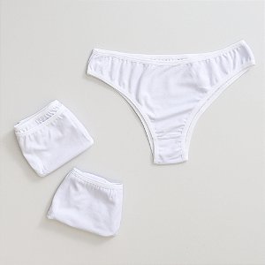 Kit de 3 Calcinhas De Algodão Tanga Delicatta Branca K3-02-BR