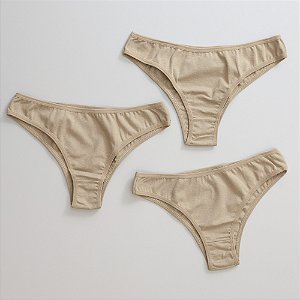 Kit de 3 Calcinhas De Algodão Tanga Delicatta Chocolate K3-02-CH
