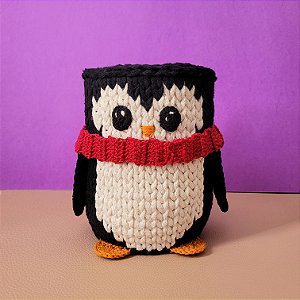 Cesto de crochê - Pinguim - Tux