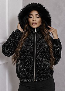 Jaqueta Puffer Strass
