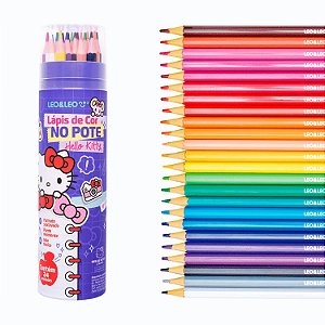 Kit Escolar + Lápis de cor 12 cores Hello Kitty Leo&Leo