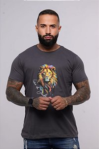 LEÃO DE JUDÁ (COLOR) (CAMISETA)- CHUMBO