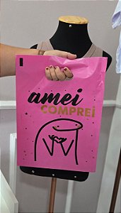 KIT 10 SACOLAS AMEI COMPREI (PINK)- TAM 40x30