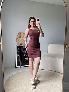 REGATA VESTIDO (RIBANA CANELADO) - MARROM