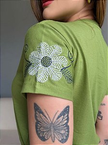 FLOR MANGA (BORDADA)- PISTACHE