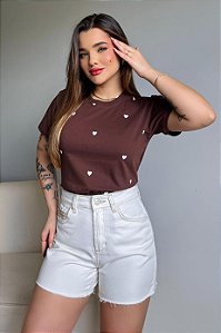 TY CORAÇÕES ESTAMPA TOTAL- CAFÉ