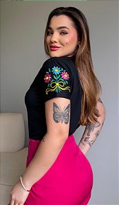 TRIX MANGA (BORDADA)- PRETA