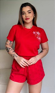 FLOWER (BORDADA)- VERMELHA