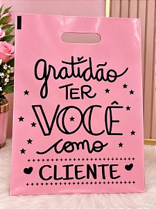 KIT 10 SACOLAS GRATIDÃO TER VOCÊ (ROSA)- TAM 40x30