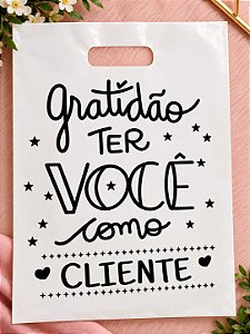 KIT 10 SACOLAS GRATIDÃO TER VOCÊ (BRANCA)- TAM 40x30