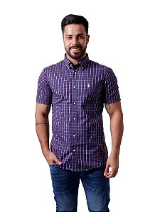 Camisa RL Masculina Manga curta Xadrez Marinho