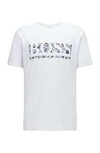 Camiseta Hugo Boss Masculina Estampa Botanical Branca