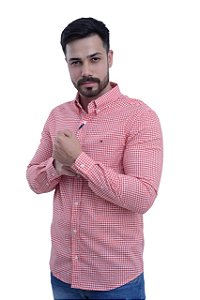 Camisa Tommy Hilfiger Masculina Regular Fit Quadriculada Vermelha