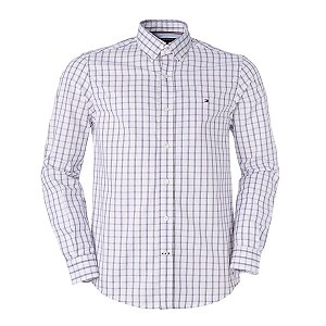 Camisa Tommy Hilfiger Masculina Xadrez Branca