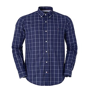 Camisa Tommy Hilfiger Masculina Xadrez Azul