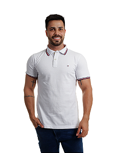 Polo Tommy Hilfiger Masculina Collar Details Branca