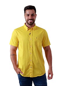 Camisa Tommy Hilfiger Manga Curta COM BOLSO Masculina Regular Fit Lisa Amarela