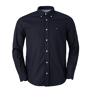 Camisa Tommy Hilfiger Masculina Regular Fit Stretch Preta