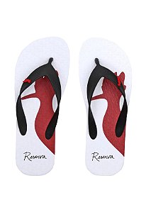 Chinelo Reserva Estampado Branco e vermelho