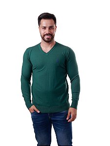 Suéter Ralph Lauren Gola V Modal Blue Icon Verde escuro