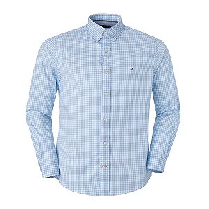 Camisa Tommy Hilfiger Masculina Regular Quadriculada Azul claro