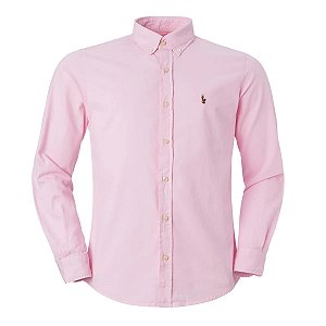 Camisa RL Masculina Custom fit Sarja Coloured Rosa
