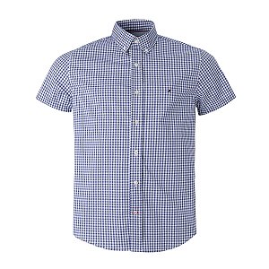 Camisa Tommy Hilfiger Masculina Manga Curta Quadriculada Azul royal
