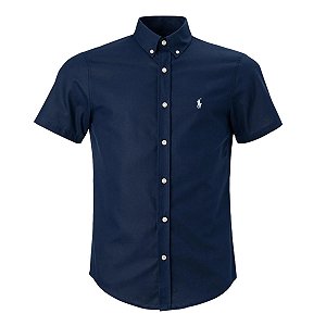 Camisa Ralph Lauren Masculina Manga curta Oxford Marinho