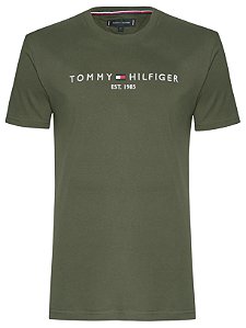Camiseta Tommy Hilfiger Masculina Core Logo Verde Militar