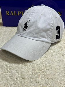 Boné Polo Ralph Lauren Cotton Chino Baseball Number Branco