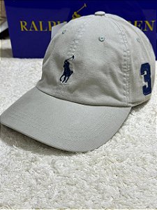 Boné Polo Ralph Lauren Cotton Chino Baseball Number Cinza